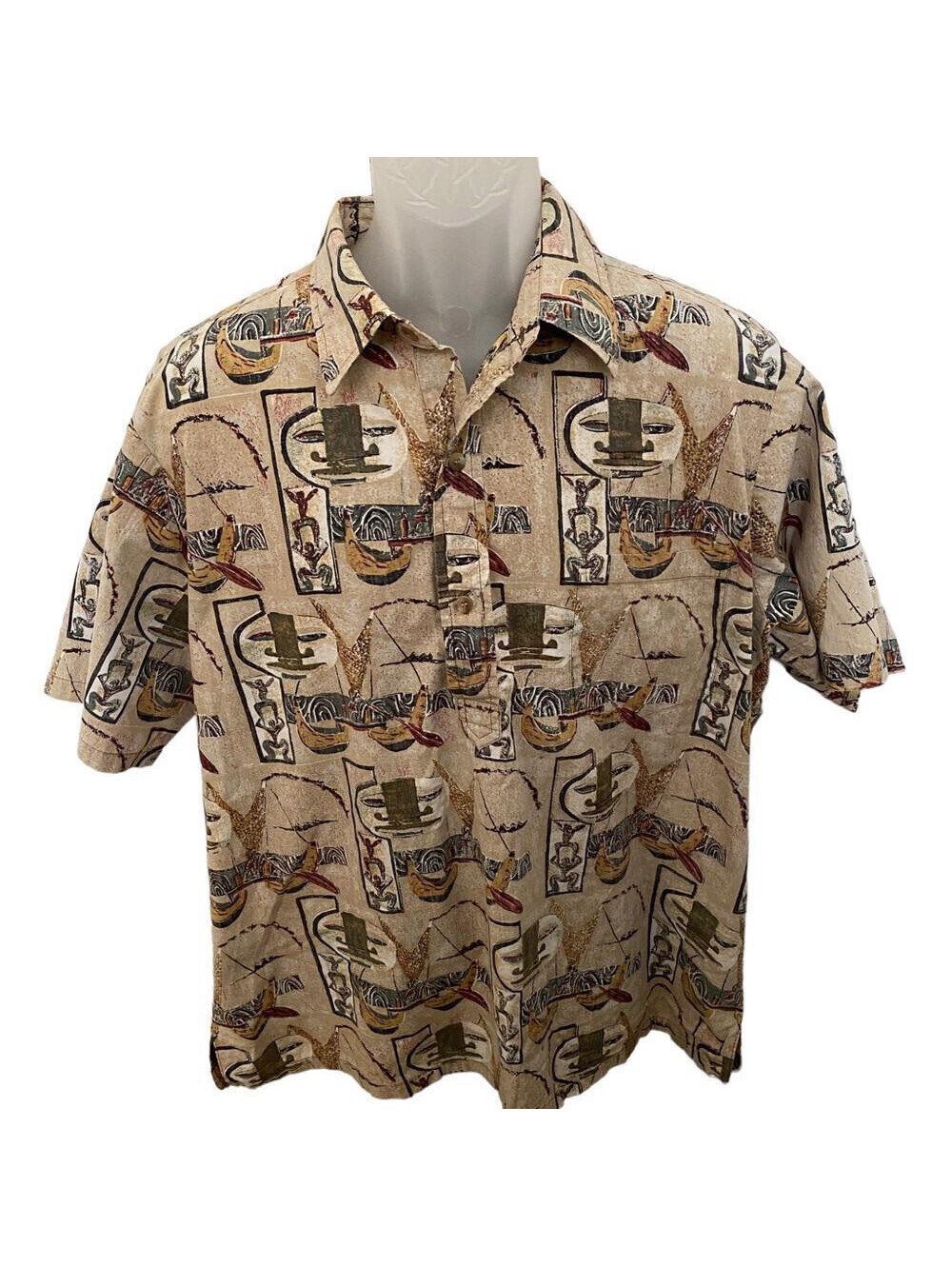 KAHALA Avi Aloha Hawaiian Themed Collared Button Down Shirt Men XL